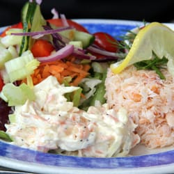 Julia's Cafe Bistro - Orkney crab salad with side salad and cole slaw.
