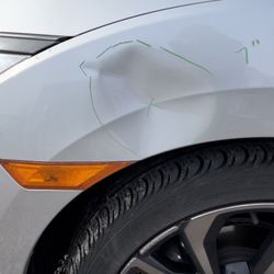 Gold Star Paintless Dent Removal - Fender damage on Honda Civic