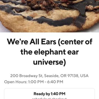 We're All Ears - Hours on the online ordering system. - American Near Me - Seaside, Oregon We're All Ears - Hours on the online ordering system. - American Near Me - Seaside, Oregon