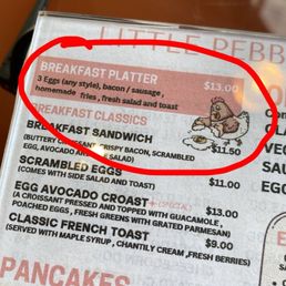 A great price for breakfast with a hilariously morbid cartoon