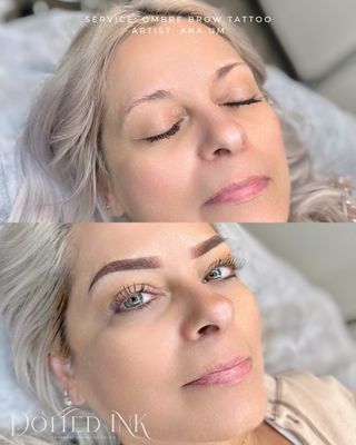 Signature Ombre Brows - Ombre powder brow tattoo gives you a soft powdery makeup look that is soft in the front and gradually darkens towards the end of your brows. These customized brows are mapped to match your face structure and hair growth. Pigment is mixed based on your skin tone and hair color. Ink is applied using a rotary machine pen which creates that desired ombre look. Great for: all skin types, oily skin, active lifestyle. Virgin brows only (no previous tattoos). Signature Ombre Brows - Ombre powder brow tattoo gives you a soft powdery makeup look that is soft in the front and gradually darkens towards the end of your brows. These customized brows are mapped to match your face structure and hair growth. Pigment is mixed based on your skin tone and hair color. Ink is applied using a rotary machine pen which creates that desired ombre look. Great for: all skin types, oily skin, active lifestyle. Virgin brows only (no previous tattoos).
