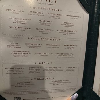 GAIA Steakhouse - Menu - Steakhouses Near Me - New Orleans, Louisiana GAIA Steakhouse - Menu - Steakhouses Near Me - New Orleans, Louisiana