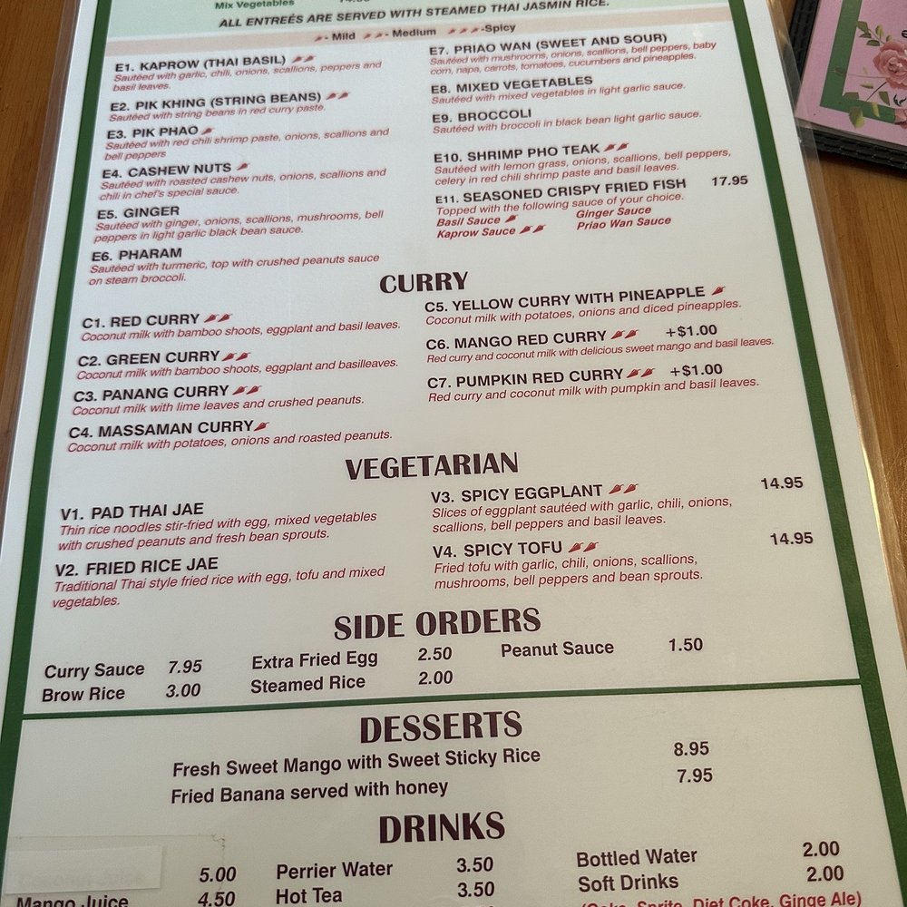 Amina Thai - Menu - Thai Near Me - Rockville, Maryland