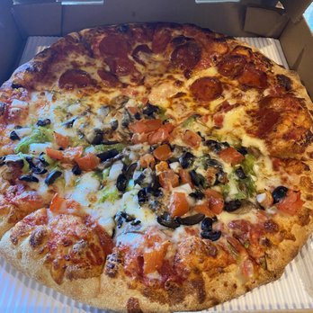 Barro's Pizza - Large pizza regular crust.. half pepperoni, half "vegetable special". - Italian Near Me - Phoenix, Arizona