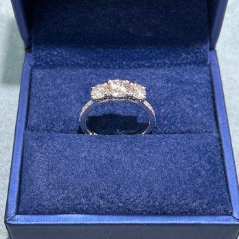 Icing On The Ring - Platinum ring with three sentimental diamonds in the setting, as well as smaller pave diamonds along the band. - Jewelry Near Me - Los Angeles, California Icing On The Ring - Platinum ring with three sentimental diamonds in the setting, as well as smaller pave diamonds along the band. - Jewelry Near Me - Los Angeles, California