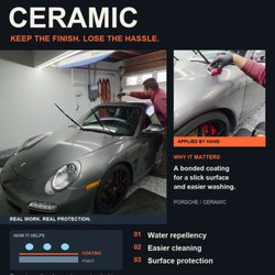 LUMA Auto Studio - Ceramic coating applied by hand to a Porsche 911 for easier washing. It does not stop rock chips. LUMA Auto Studio, Riverside, CA.