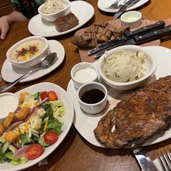 Outback Steakhouse - Filet steak, house salad, potato soup, baked potato. - Steakhouses Near Me - Houston, Texas Outback Steakhouse - Filet steak, house salad, potato soup, baked potato. - Steakhouses Near Me - Houston, Texas