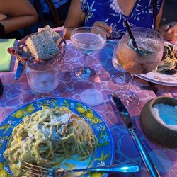 Canal Grande - The feast! Bread so good. Large bowl of freshly grated Parmesan Cheese