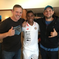 Cougar Soccer Camp - Director Alex and Coach Danny on outside.  Costa Rican International Allan Cruz in middle!!
