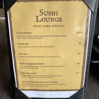 Sushi Lounge - Specials as of April 2022 - Sushi Bars Near Me - Point Loma, California Sushi Lounge - Specials as of April 2022 - Sushi Bars Near Me - Point Loma, California