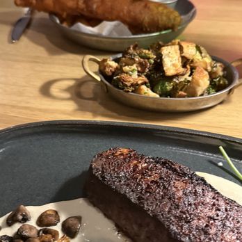 Ramsay's Kitchen - Off the menu New York strip, Crispy Brussels Sprouts, and fish and chips - New American Near Me - Naperville, Illinois