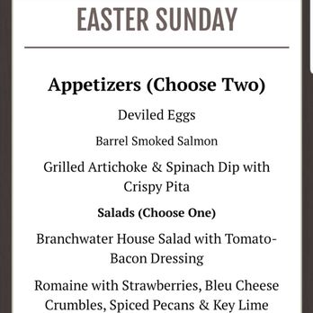 Branchwater - Special Easter menu - Seafood Near Me - Cumming, Georgia