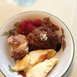 Struther Farmhouse - Choc & Rum dessert, pannacotta and a cheeky profiterole added to the side - love a dessert trolley!!
