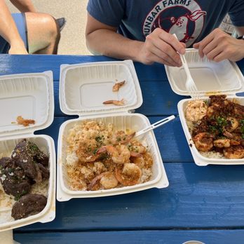 Da Bald Guy - Beef, Garlic Butter Shrimp, Cajun Shrimp pictured! - Food Trucks Near Me - Kahuku, Hawaii
