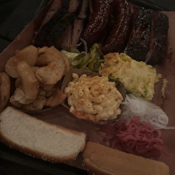 Lewis Barbecue - Brisket (Sliced) Mac & Cheese Green Chile Corn Pudding Sausage - Barbeque Near Me - Charleston, South Carolina