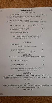 Menu photo 3 Roundtable Restaurant and Bar Evanston, WY