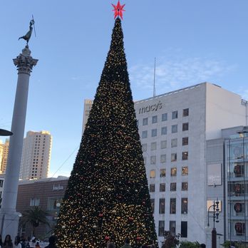 Union Square - The Christmas tree is up 11.23.18.  Feeling festive! - Public Markets Near Me - San Francisco, California
