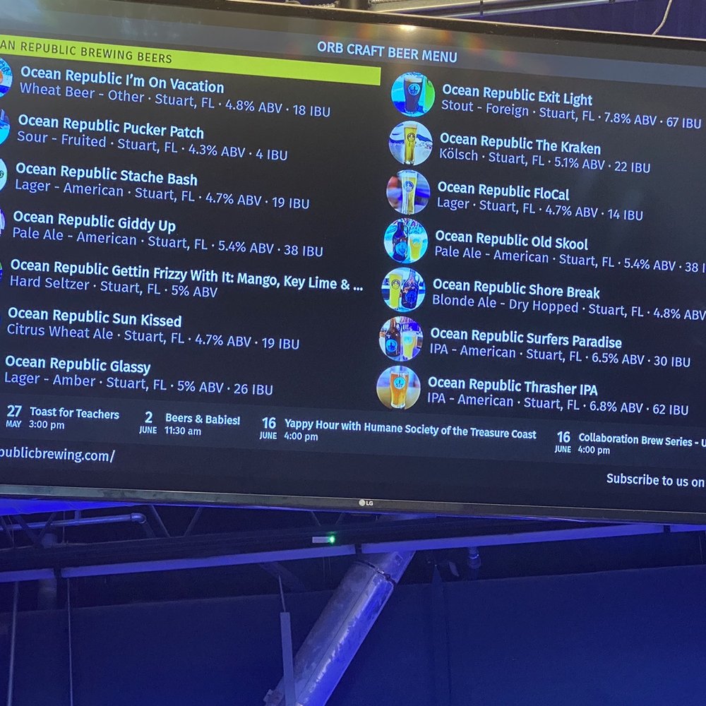 Ocean Republic Brewing - Beer menu - Brewpubs Near Me - Stuart, Florida