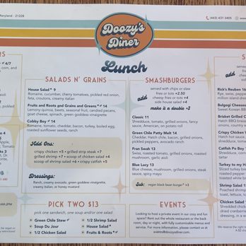 Doozy’s Diner - Lunch menu - Diners Near Me - Catonsville, Maryland Doozy’s Diner - Lunch menu - Diners Near Me - Catonsville, Maryland