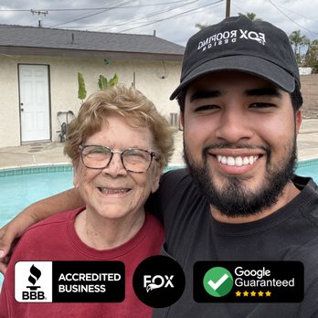 Fox Roofing Company - Another happy homeowner, nothing beats a smiling client after a successful roof replacement by Fox Roofing Company. - Roofing Near Me - Irvine, California Fox Roofing Company - Another happy homeowner, nothing beats a smiling client after a successful roof replacement by Fox Roofing Company. - Roofing Near Me - Irvine, California
