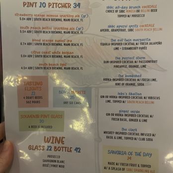 South Beach Brewing - Drink menu - Beer Gardens Near Me - Miami Beach, Florida South Beach Brewing - Drink menu - Beer Gardens Near Me - Miami Beach, Florida