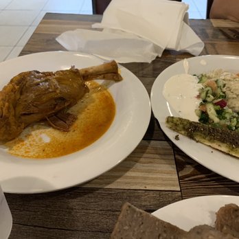 Dimassi's Mediterranean Buffet - Humble - Lamb shank and salad / mezze (just a selection, not everything) - Mediterranean Near Me - Humble, Texas Dimassi's Mediterranean Buffet - Humble - Lamb shank and salad / mezze (just a selection, not everything) - Mediterranean Near Me - Humble, Texas