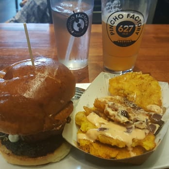 PINCHO - Perfecto burger w/ cajun tostones - Latin American Near Me - Pembroke Pines, Florida PINCHO - Perfecto burger w/ cajun tostones - Latin American Near Me - Pembroke Pines, Florida