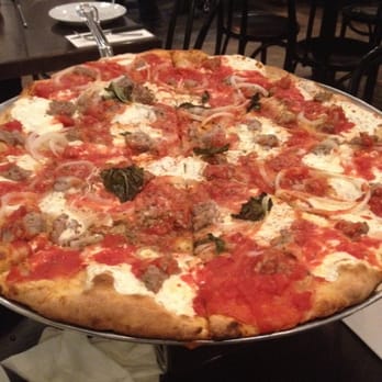 Juliana's - Margherita pizza with sausage and sweet onion - Pizza Near Me - Brooklyn, New York Juliana's - Margherita pizza with sausage and sweet onion - Pizza Near Me - Brooklyn, New York