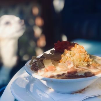 Bayside Cafe - Bowl of Pinto Beans w/ Grilled Onions & Salsa! - Mexican Near Me - Morro Bay, California Bayside Cafe - Bowl of Pinto Beans w/ Grilled Onions & Salsa! - Mexican Near Me - Morro Bay, California