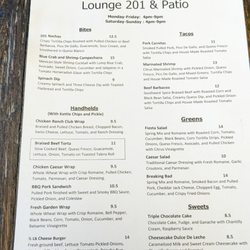 Lounge 201 - Food menu