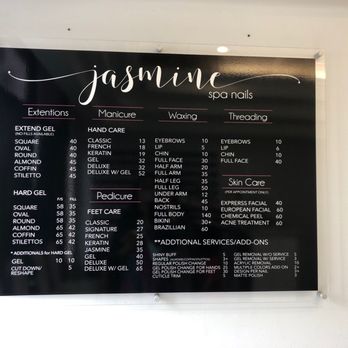 Jasmine Spa Nails - Price menu - Nail Salons Near Me - Pasadena, California