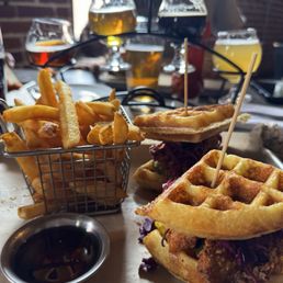 Nashville chicken sliders and waffles Nashville chicken sliders and waffles