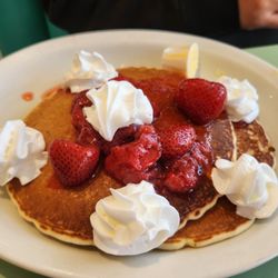 George's 50's Diner - Pancakes with added whipped cream & strawberries