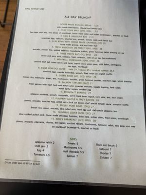 Menu photo 1 King Arthur Cafe Fortitude Valley, QLD