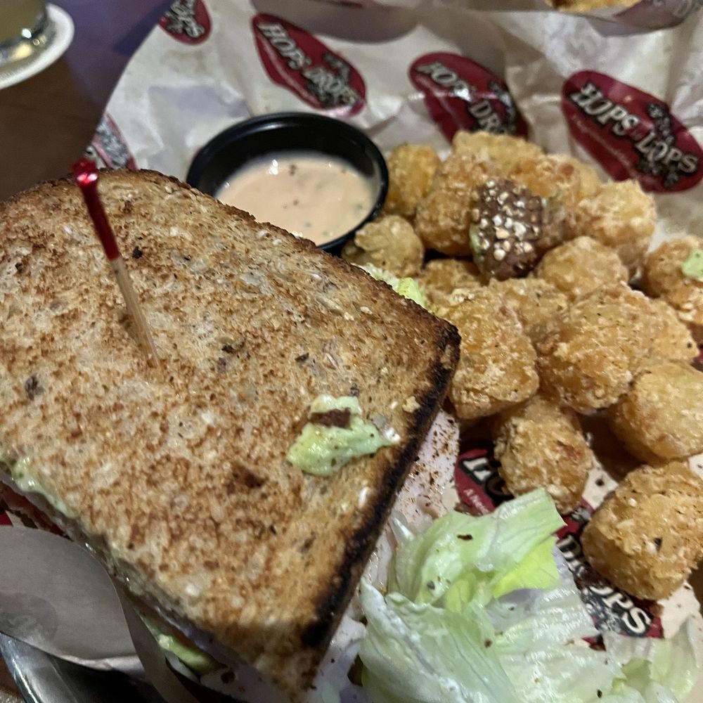 Hops n Drops - CALIFORNIA TURKEY sandwich with SIDE TATER TOTS: 5/5 highly recommend - American Near Me - Lakewood, Washington Hops n Drops - CALIFORNIA TURKEY sandwich with SIDE TATER TOTS: 5/5 highly recommend - American Near Me - Lakewood, Washington