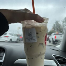 Ordered coffee, got a large cup of milk and syrup.