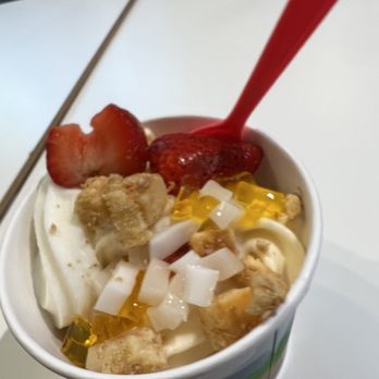 Frozen Cave - a bowl of ice cream, strawberries, and other toppings - Gelato Near Me - San Marcos, Texas