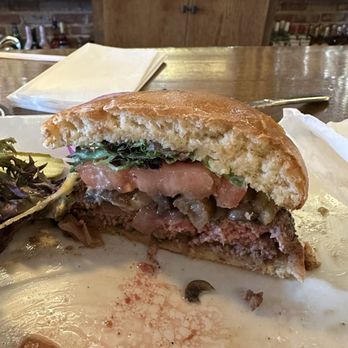 Brooks Tavern - Perfectly cooked medium burger!!!! - American Near Me - Hendersonville, North Carolina