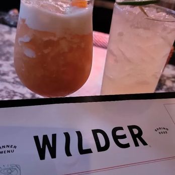 Wilder - Our drinks for the evening (left was a drink with rum, right was a drink with fennel) - Pizza Near Me - Philadelphia, Pennsylvania Wilder - Our drinks for the evening (left was a drink with rum, right was a drink with fennel) - Pizza Near Me - Philadelphia, Pennsylvania
