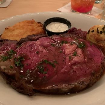 Quivey's Grove - Prime rib with twice baked potatoe, garlic bread pudding and horseradish cream - New American Near Me - Fitchburg, Wisconsin
