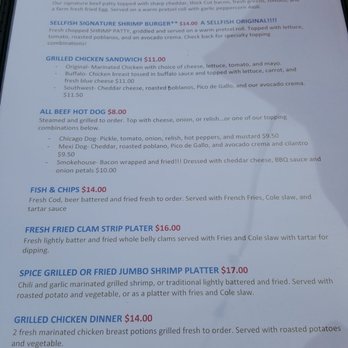 Sellfish - Dinner menu - American Near Me - New London, Connecticut Sellfish - Dinner menu - American Near Me - New London, Connecticut