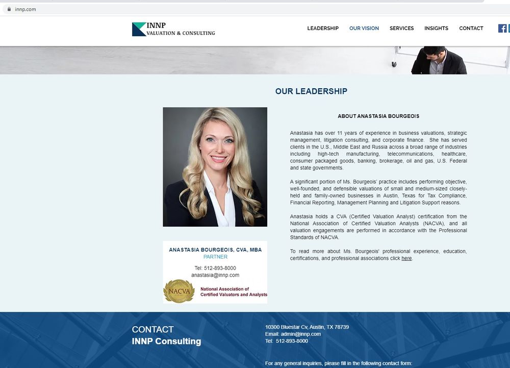 INNP VALUATION & FORENSICS Updated March 2024 10300 Bluestar Cv