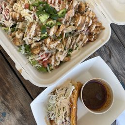 Shrimp cheese taco and shrimp salad Shrimp cheese taco and shrimp salad