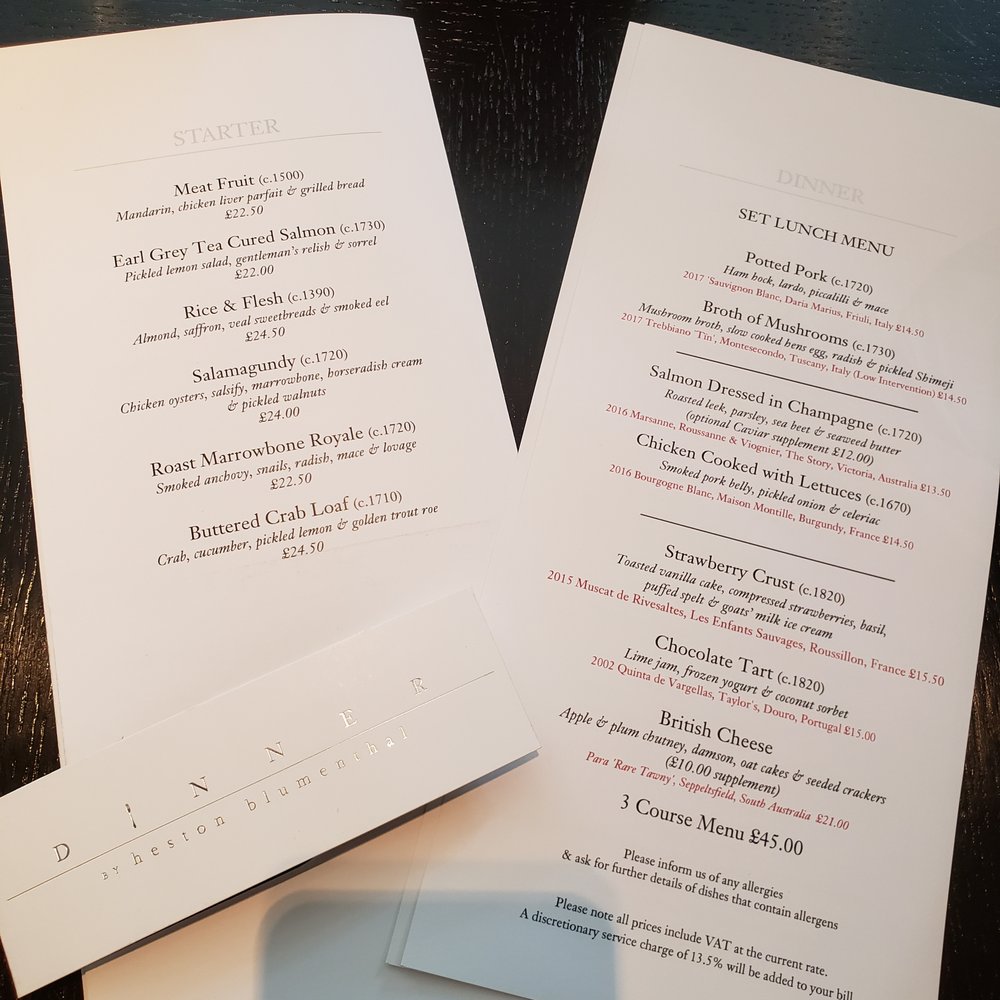 Dinner by Heston Blumenthal - Food menu - British Near Me - London, XGL