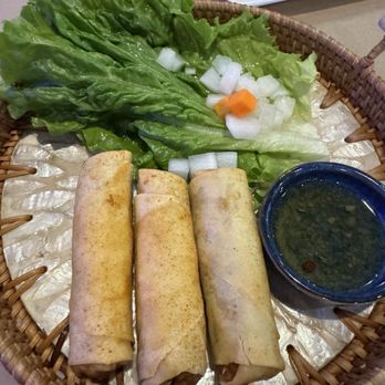 Lau Vietnamese Pho - Crispy pork spring rolls. Make sure you wrap in lettuce and mint and dip in the noc chom. Yum - Seafood Near Me - Bethpage, New York