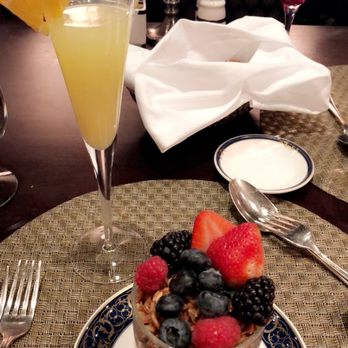 Fairview Dining Room - Mimosa & strawberry yogurt fruit parfait (brunch) - New American Near Me - Durham, North Carolina