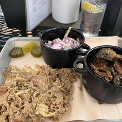 Strongman Smokehouse - pulled pork, pineapple slaw, hot honey sprouts