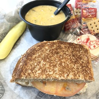 Chicken Salad Chick - Carol's chicken salad on wheat with a tomato, broccoli and cheese cup of soup, pickle spear, crackers and frosted cookie. - Southern Near Me - Wilmington, North Carolina Chicken Salad Chick - Carol's chicken salad on wheat with a tomato, broccoli and cheese cup of soup, pickle spear, crackers and frosted cookie. - Southern Near Me - Wilmington, North Carolina