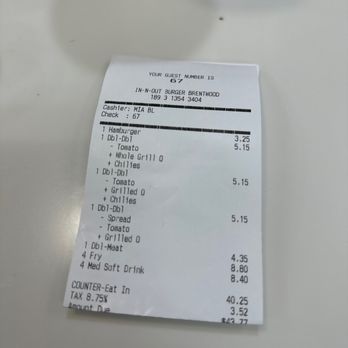 In-N-Out Burger - Cashier: Mia - Burgers Near Me - Brentwood, California