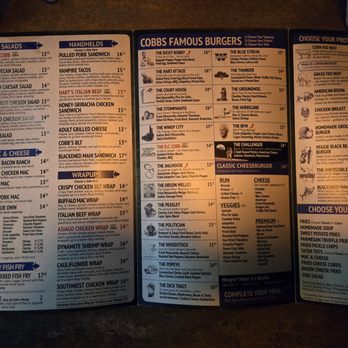 D.C. Cobb's - Inside of menu - Burgers Near Me - East Dundee, Illinois